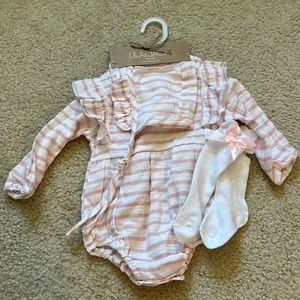 Lila & Jack outfit with matching socks and bonnet